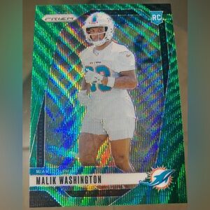 2024 Panini Prizm Malik Washington Rookie Green Wave Prizm Dolphins RC Card NFL